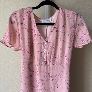 Vintage Always Caroline Pink Floral Maxi Dress